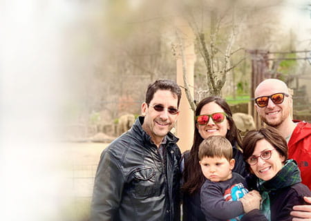 Cooper with his parents, Sophie and Jordan New and grandparents, Rusty and Liz Cooper